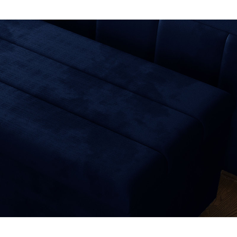 Airiona 102cm Wide Rectangle Striped Standard Ottoman with Storage, Blue