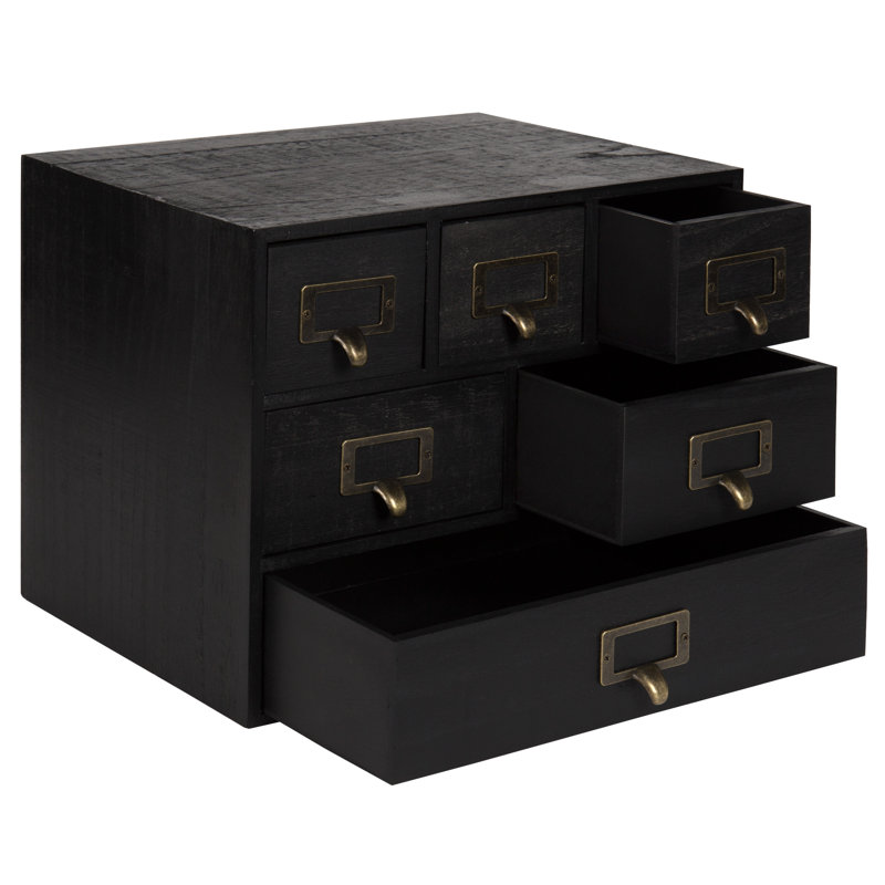 Rangement de bureau 6 tiroirs Apothecary, Noir