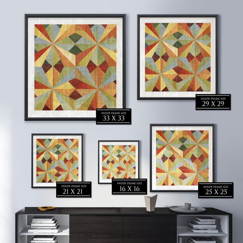 Courtepointe Kaleidoscope I - reproduction de cadre photo, H 17,5 po x l 17,5 po x P 1,5 po