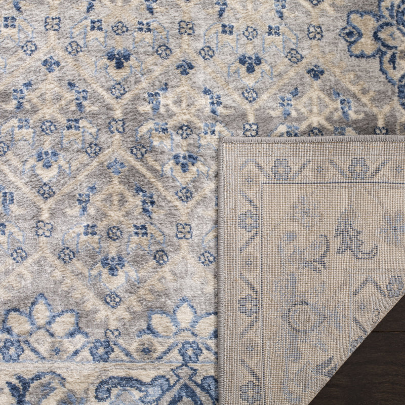 Asucena Light Gray/Blue Area Rug, Rectangle 11' x 15'