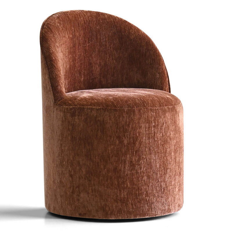 Upholstered Chenille Swivel Desk Chair With Hidden Casters, Terra