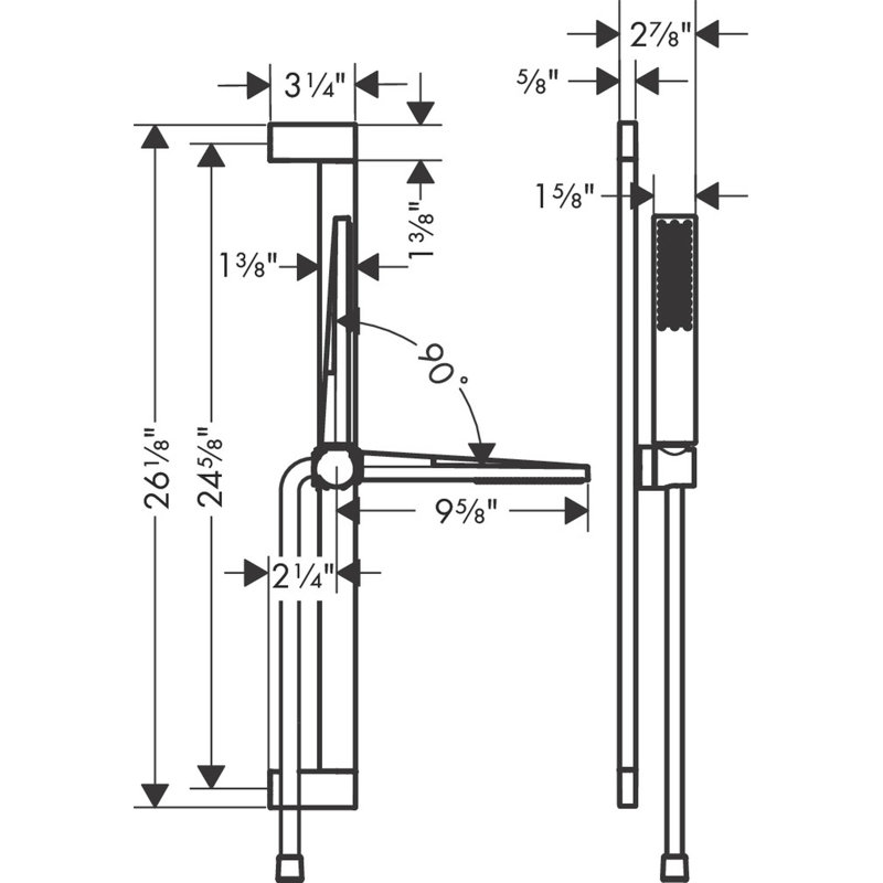 hansgrohe Pulsify E Wallbar Set 100 3-Jet 24", 1.75 GPM, Chrome, 2.5 GPM