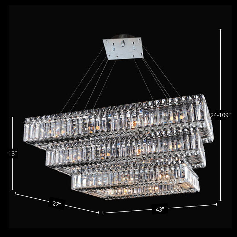 Luminaire suspendu rectangulaire à 3 niveaux Baguette