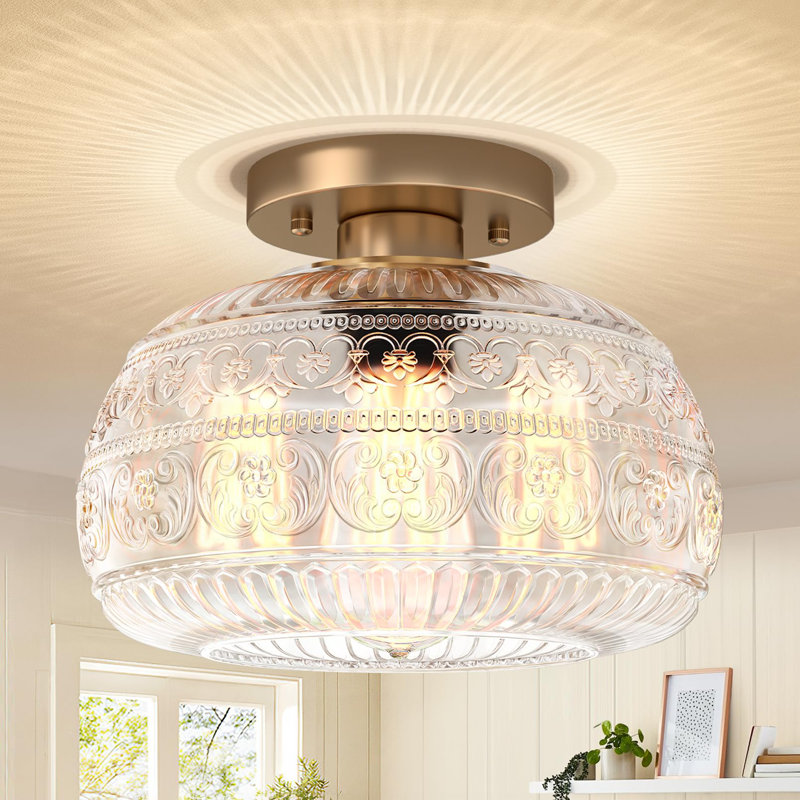 Keiari Glass Semi Flush Mount, Clear