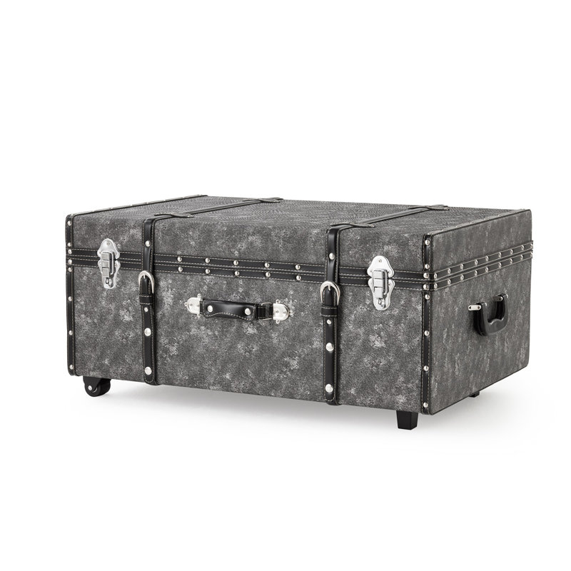 Texture Storage Trunk with Wheels - Marbled Pattern, Jeans Black