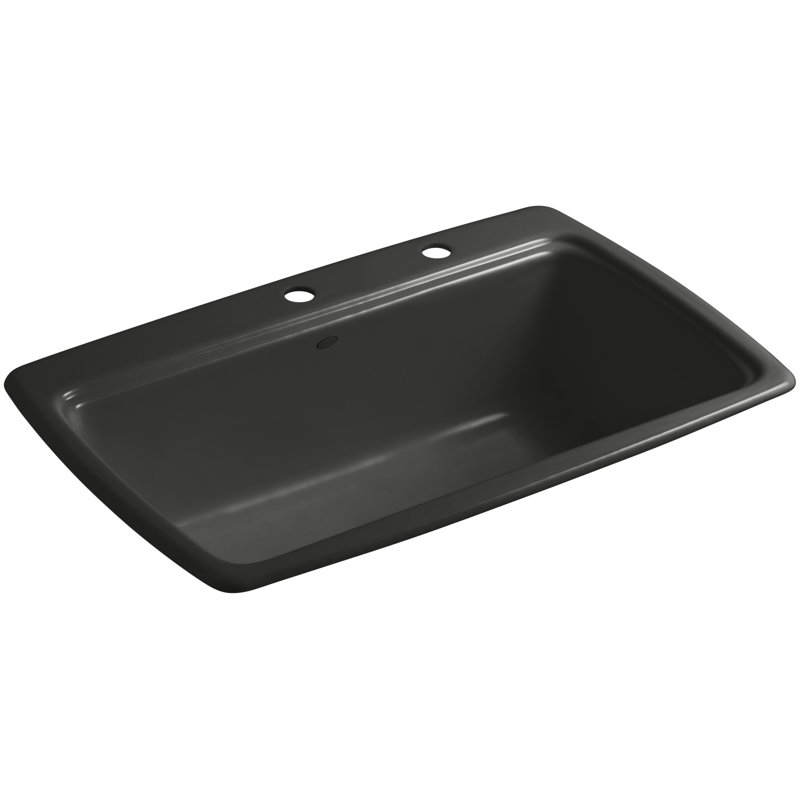 Cape Dory 33" L x 22" W x 9-5/8" Top-Mount Single-Bowl Kitchen Sink, Caviar, 2 Hole