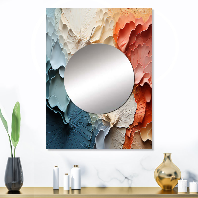 Tunder Beige And Orange Custards Collage II - Abstract Decorative Mirror, Modern Large Wall Mirror, Printed Metal Art