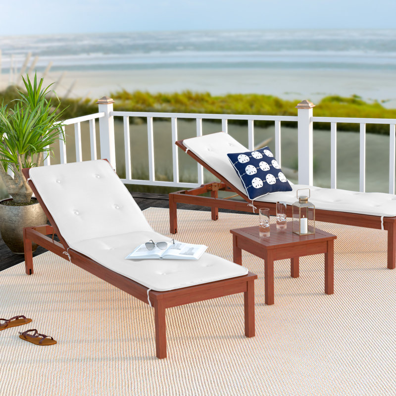 Ensemble 3 pièces de chaise longue avec coussins Marsily