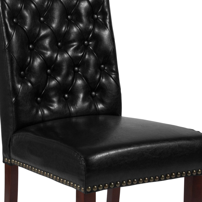 HERCULES Series Parsons Chair with Rolled Back, Accent Nail Trim, Black, 6