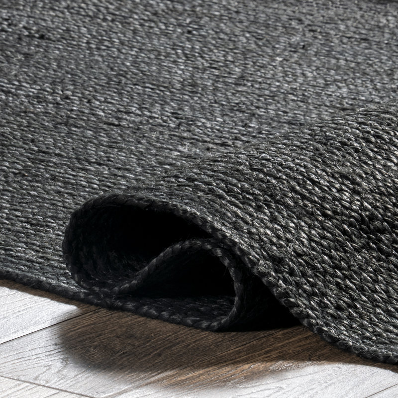 Bernyce Handmade Tufted Farmhouse Jute Black Rug, Rectangle 4' x 6'