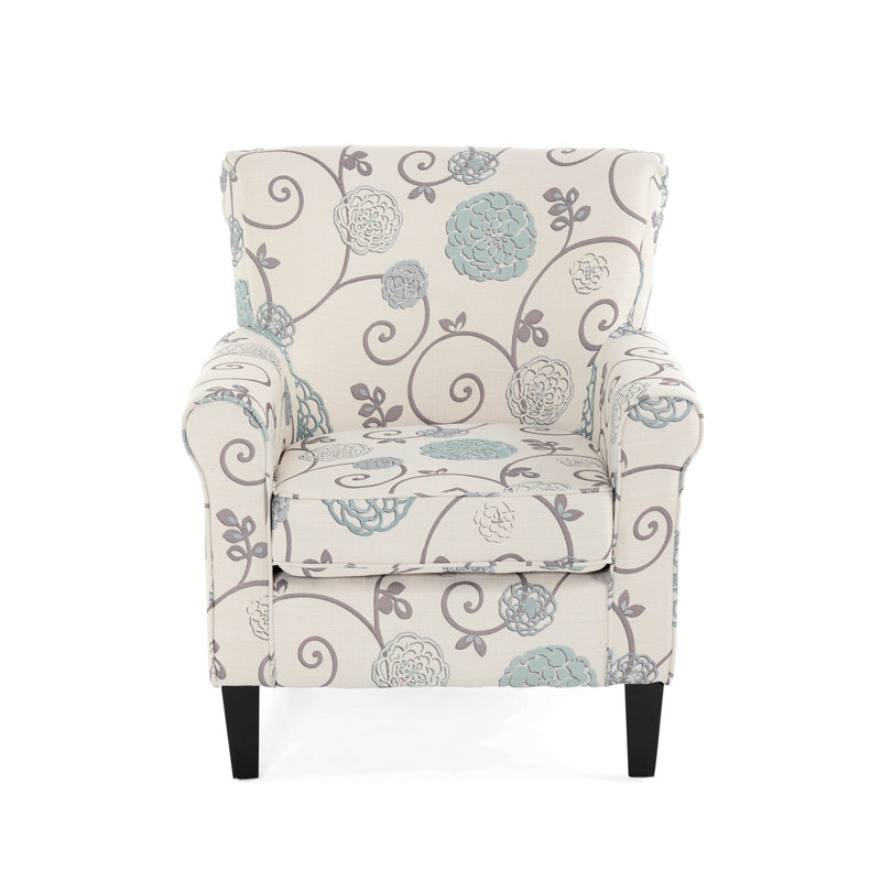Macomber Armchair Club Chair Modern Accent Chair Sofa Chair Bedroom Chair Reading Chair, Beige/Blue Floral Fabric