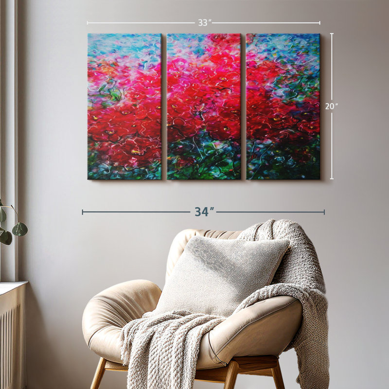«Vivid Blooming Happiness», 3 pièces, H 20 po x l 33 po