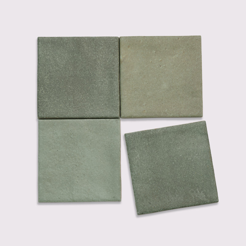 Celine 4" x 4" Porcelain Concrete Look Wall & Floor Tile, Concrete Look, Sage, Matte