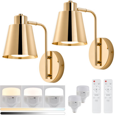Ensemble de 2 appliques murales articulées rechargeables sans fil à piles avec télécommande
