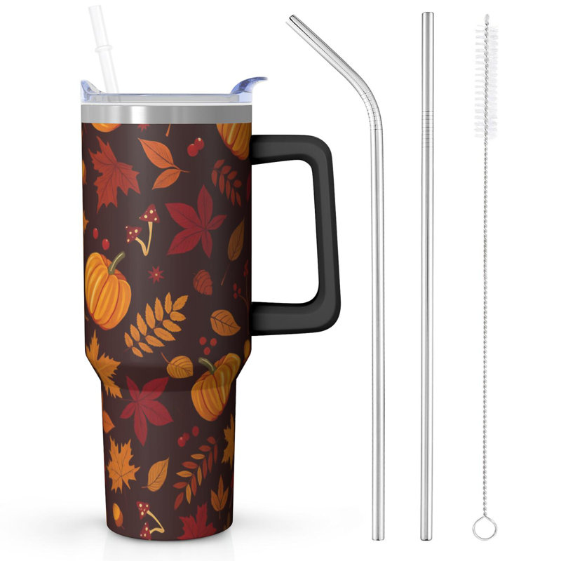 Gobelet 40 oz avec couvercle et gobelets en acier inoxydable avec paille, C12