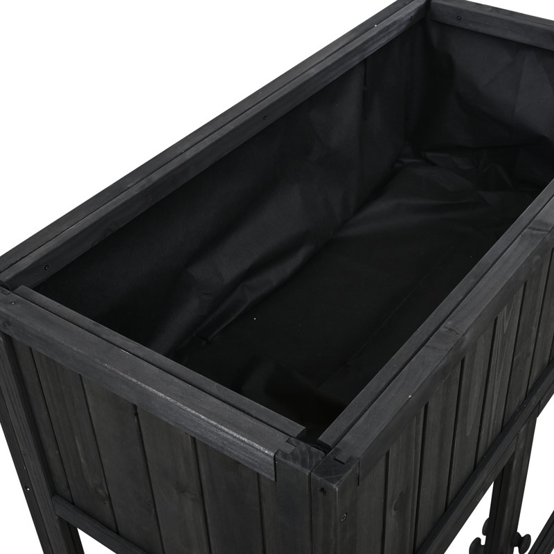 Mini jardin à cadre froid: 35,4 po x 17,7 po x 37,4 po, noir, bois de sapin, portes en polycarbonate, lit surélevé avec doublure, mini pratique noir: 35,4 x 17,7 x 37,4 po, roues 100%