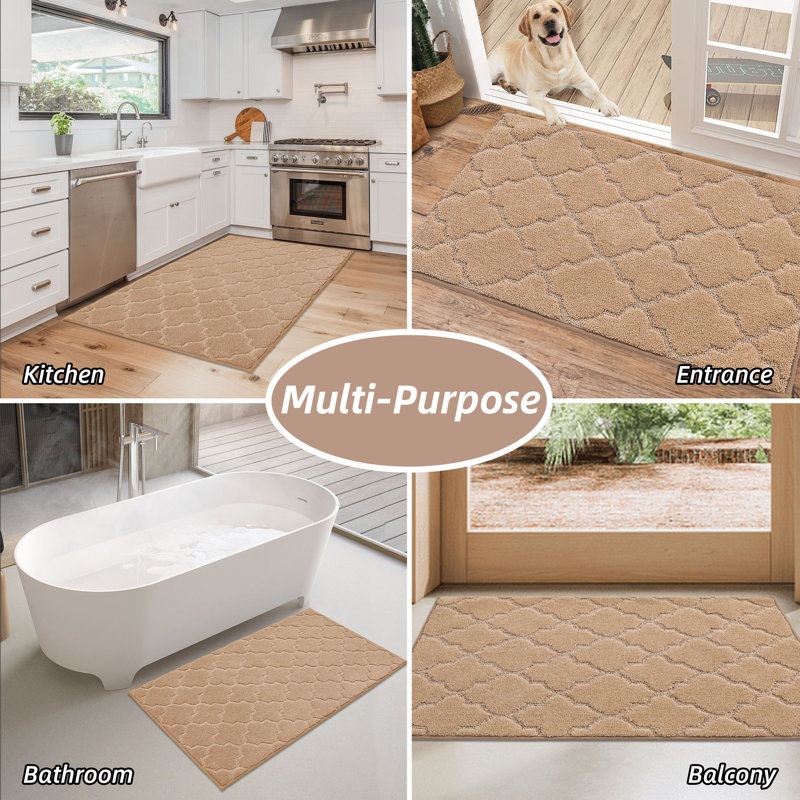 Non-Slip Geometric Doormat, Beige, 91.4cm W x 152.4cm L