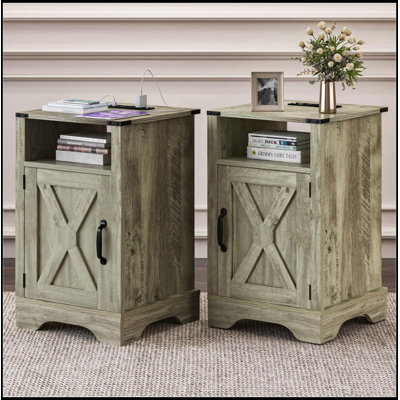 Isagani Set of 2 with Charging Station, Cabinet and Shelf