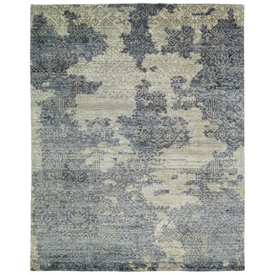 Hand Knotted Abstract Area Rug in Gray