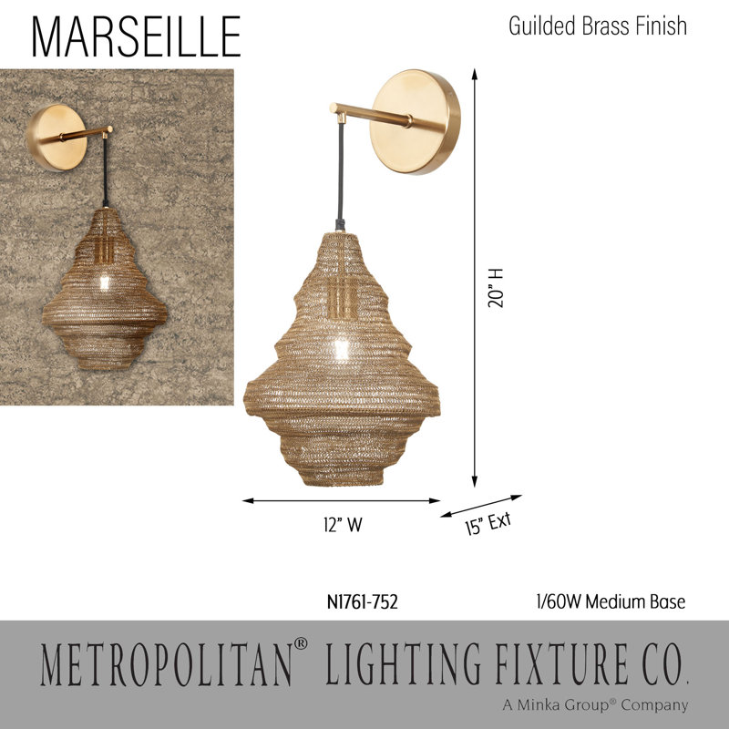 Metropolitan 1 Light Wall Sconce In Gilded Brass Finish
