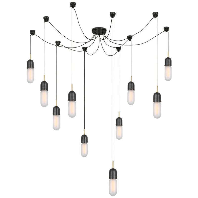 Junio 10 - Light Chandelier, Bronze/Brass, Frosted