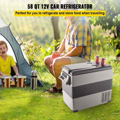 Car Refrigerator, DC 12/24V AC100-240V Compressor Electric Cooler, -4°F to 68°F Car Fridge with APP Control, 60W Cars Freezer for RVs, Campsites, Boats, Camping, Fishing, 58 QT Portable Freezer