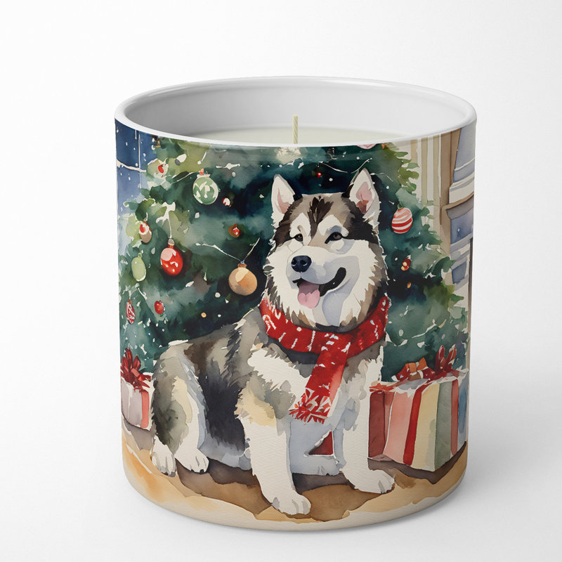 Bougie parfumée pour arbre de Noël avec support en céramique 
