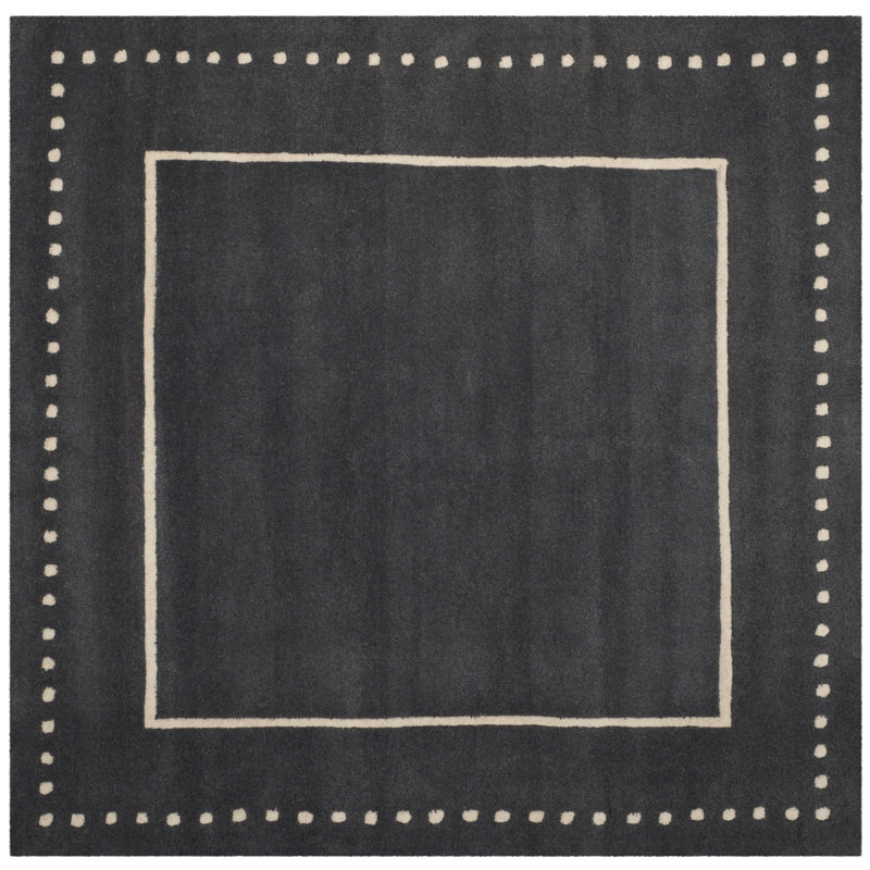 Cruz Hand-Tufted Wool Dark Grey/Ivory Area Rug, Square 5'