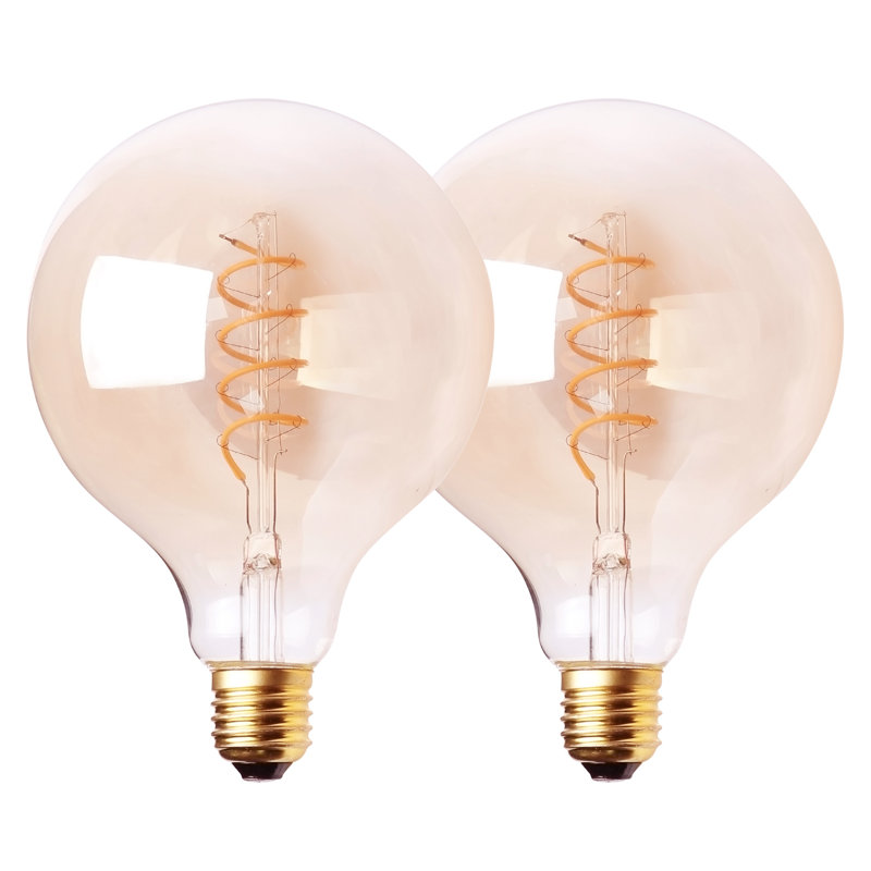 4W E27 Dimmable LED Vintage Edison Globe Light Bulb Amber (Set of 2)