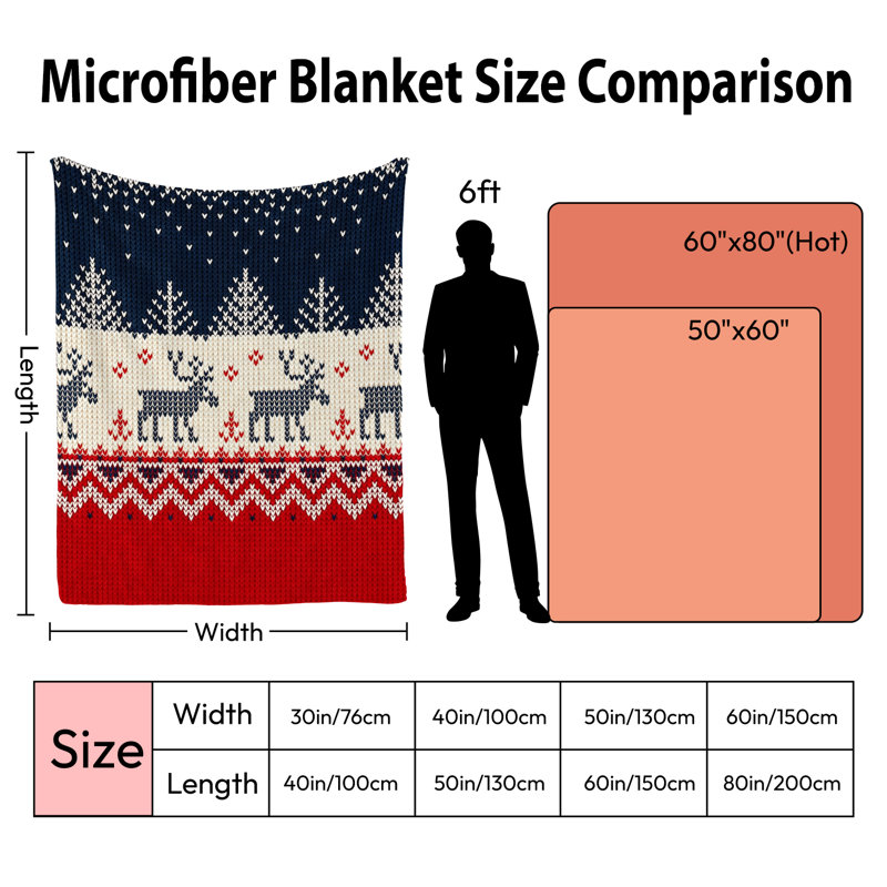 Plaid de Noël en flanelle polaire JYK, léger, respirant, doux et chaud en microfibre pelucheuse, 127 x 152 cm, motif rennes Fair Isle