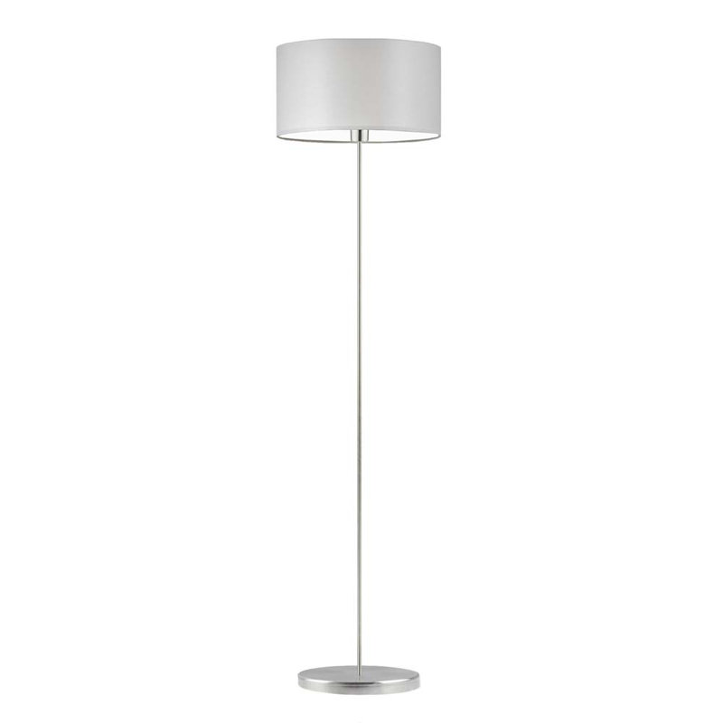 Askel 156cm Traditional Floor Lamp, Brushed Steel, Light Grey