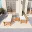 Ensemble de meubles de jardin 6 pièces, canapé modulaire en L en bois d'acacia avec lit de jour convertible, table de thé et repose-pieds