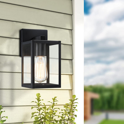 Lanterne murale d'extérieur 1 lumière H 10 "avec finition noir mat