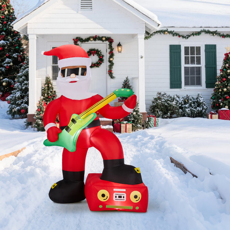 Décoration de Noël gonflable de Noël 7,5 pi avec guitare électrique illuminée