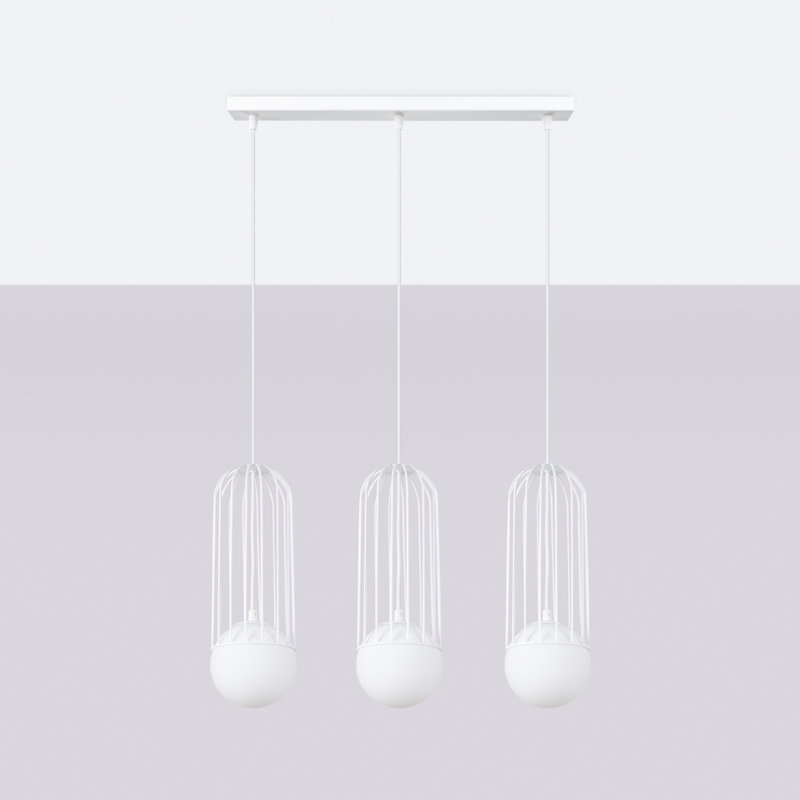 Bonine 3 - Light Stainless Steel Pendant, White