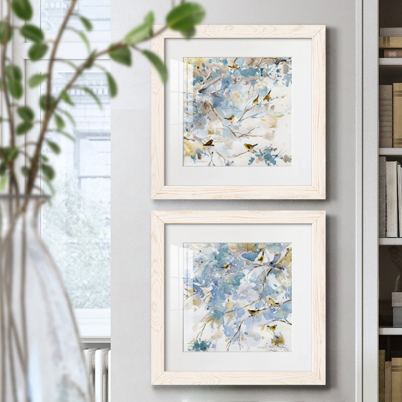 Topaz Spring I - ensemble de 2 peintures encadrées, H 17 po x l 34 po x P 1,5 po, Cadre blanc