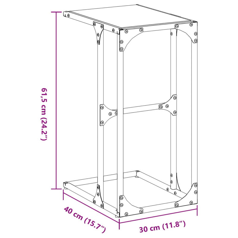 4-2 Glass Top End Table, Black
