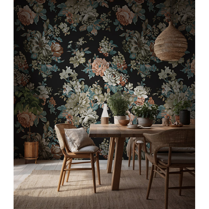 Papier peint floral rétro Moody