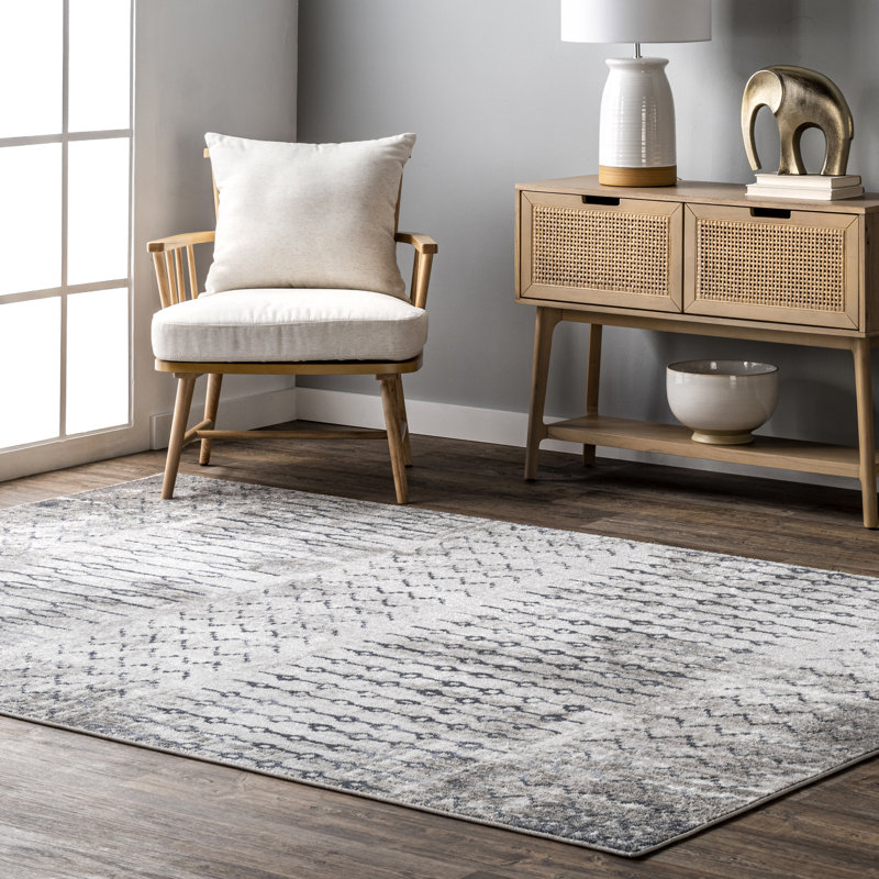 Tapis marocain Salters pour le salon, la chambre et la cuisine, bleu / ivoire, Rectangle 4 pi x 6 pi