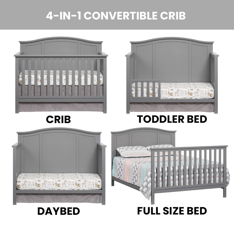 Lit de bébé convertible 4 en 1 Emerson, Gris colombe