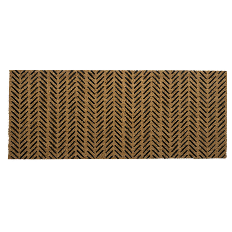 2' x 5' Black and Natural Coir Fishbone Doormat