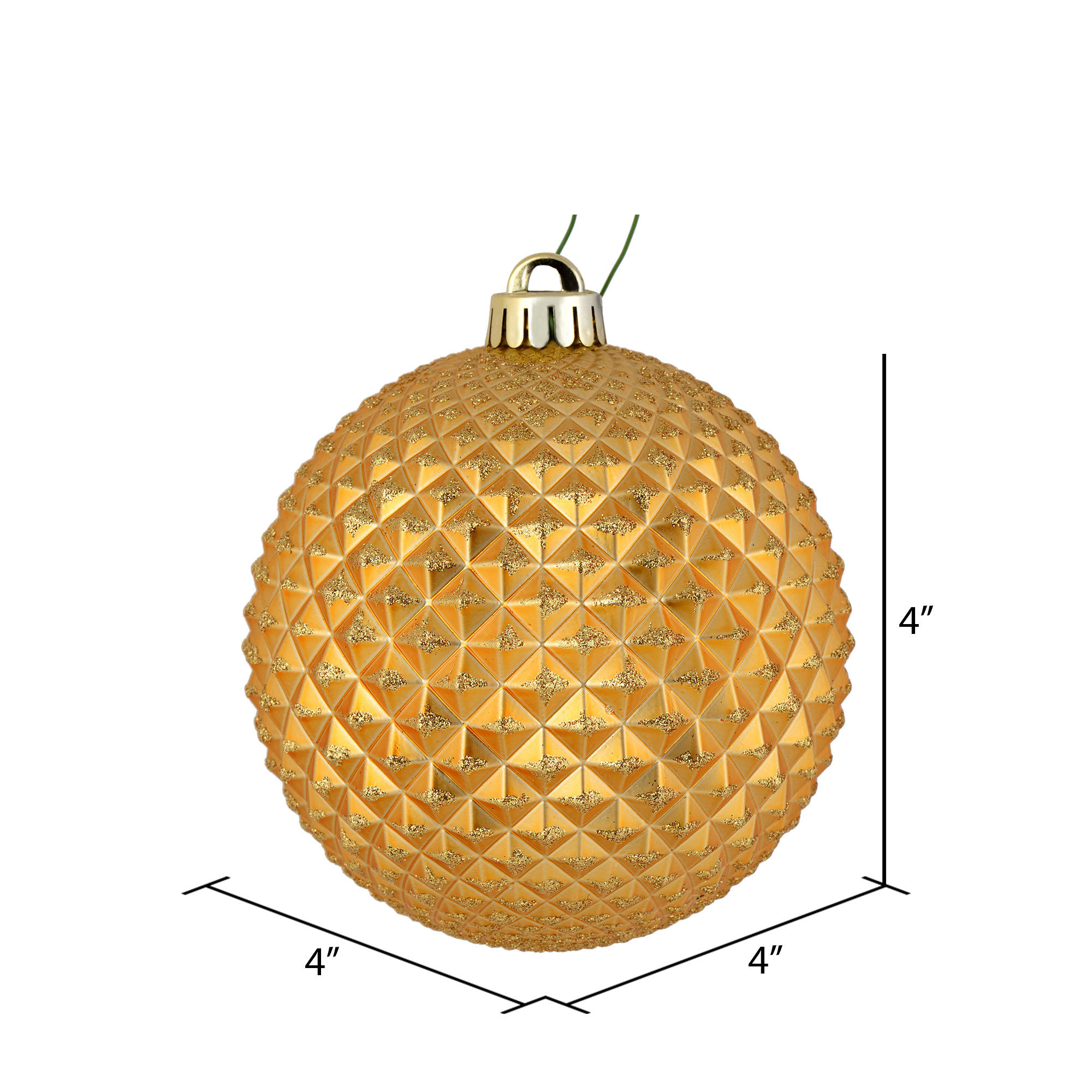 Durian Glitter Ball Ornament, Copper Gold