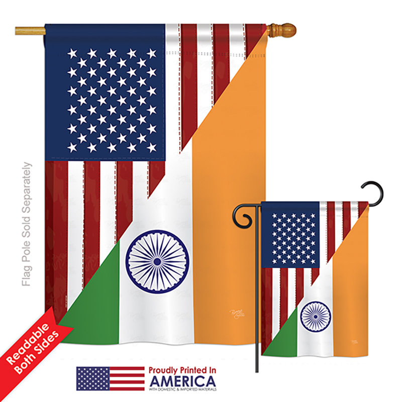 Drapeau de polyester vertical décoratif à 2 côtés american inde amitié of the world impressions