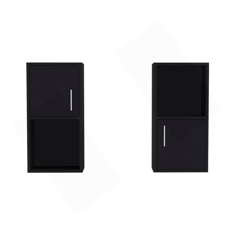 Armoire à pharmacie murale avec rangement ouvert et fermé 2 pièces Oba, Noir