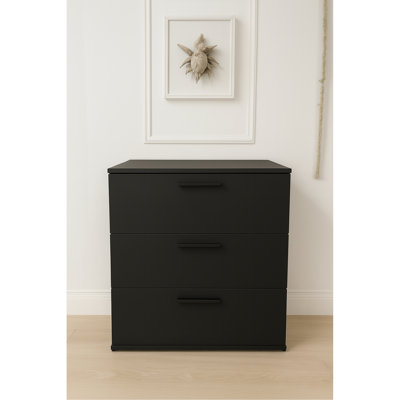 Commode noire à trois tiroirs Morgan