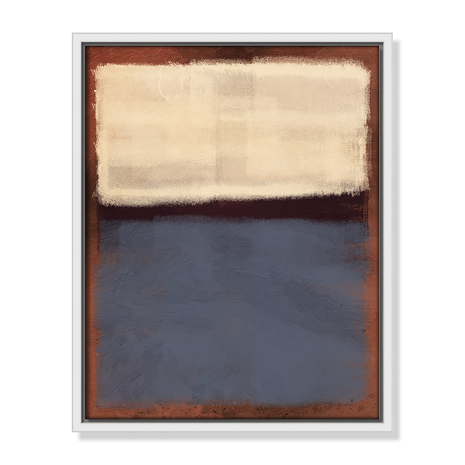 Alabaster Burst - Floater Frame Painting on Canvas, White Framed, 15.5" H x 12.5" W x 2" D