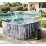 RELXTIME Inflatable Hot Tub Energy-saving Portable Outdoor Air Jet Spa 67'' X 67'' ,2 To 4 Person Square Hot Tub With 120 Bubbles, EvaTub Mat And Insulation Cover