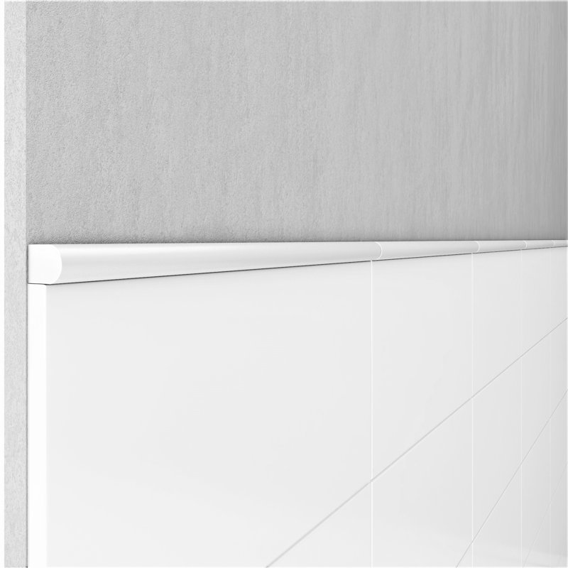 Bright White Glossy Cast Stone Pencil Liner Wall Tile Trim