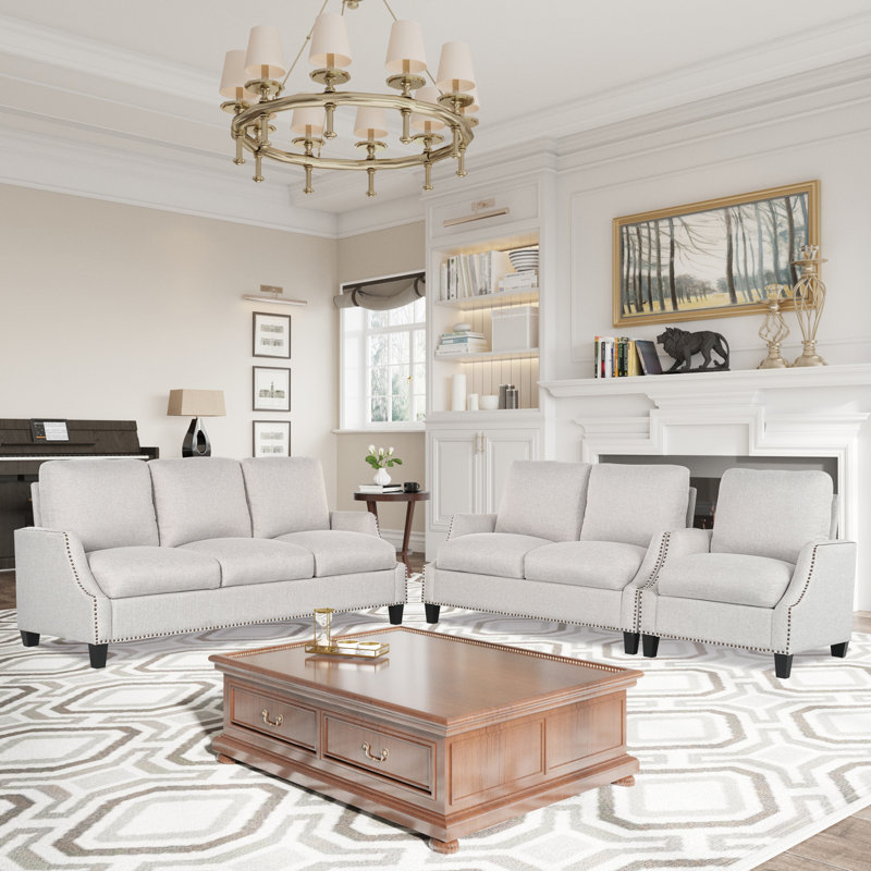 Ensembles de canapés modernes en polyester pour appartements: canapé modulaire polyvalent beige avec fauteuil