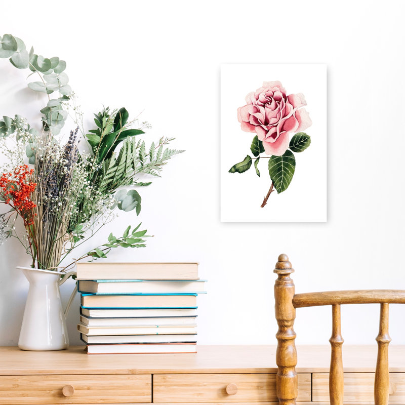 Watercolor Pink Rose by Salome - Wrapped Canvas Print, 45.72 cm H x 30.48 cm W